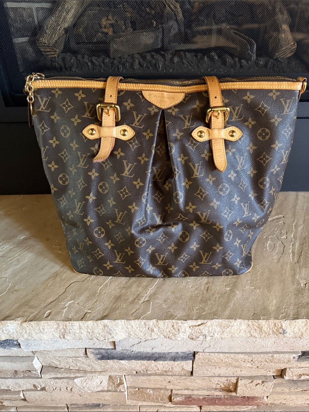 Louis Vuitton Monogram Canvas Tote with Tan Vachetta Trim